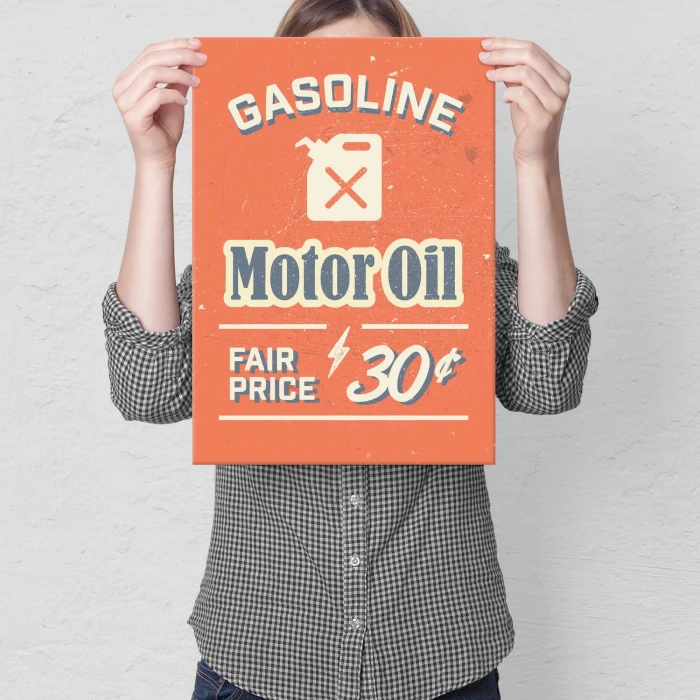 Plakat metalowy Gasoline motor oil Prezent