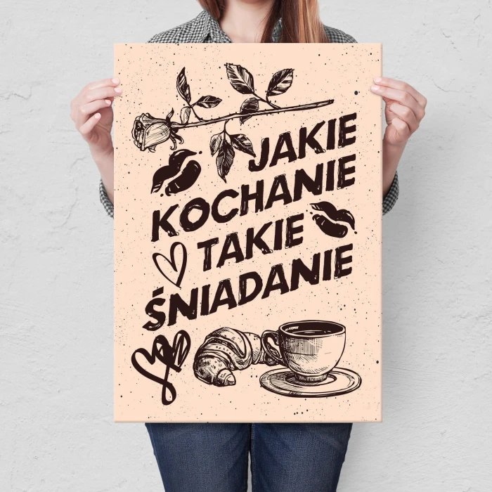 Plakat metalowy Kochanie śniadanie Prezent