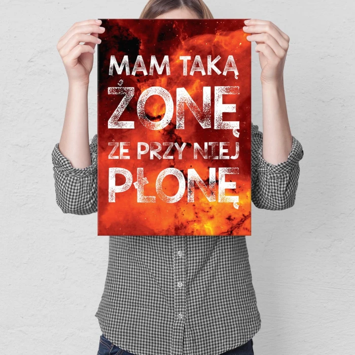 Plakat metalowy Przy niej płonę Prezent