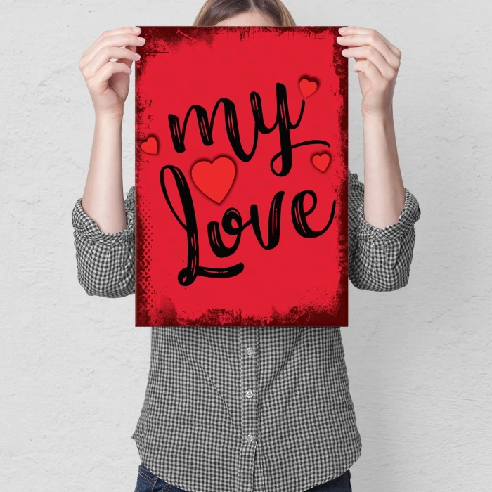 Plakat metalowy My love Prezent