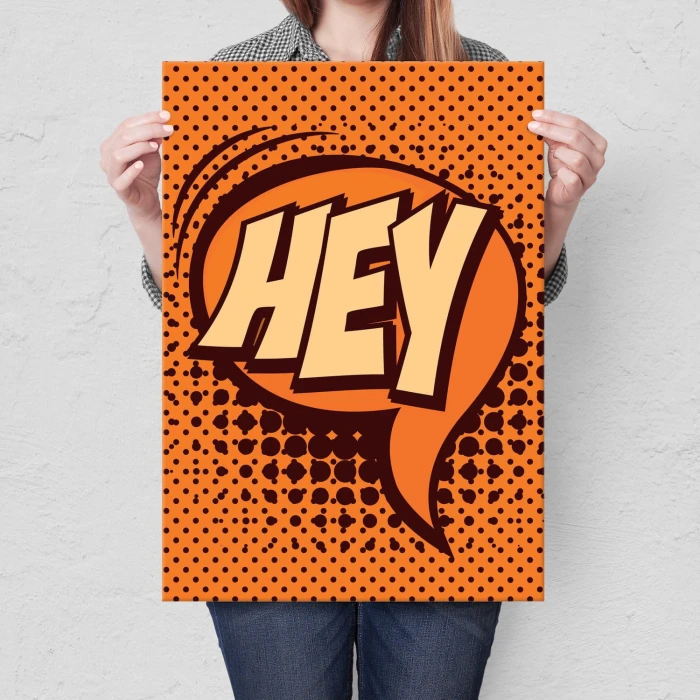 Plakat metalowy Komiksowe HEY Prezent