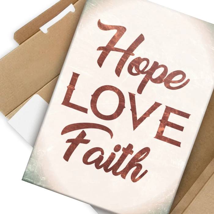 Plakat metalowy Hope Love Faith Prezent