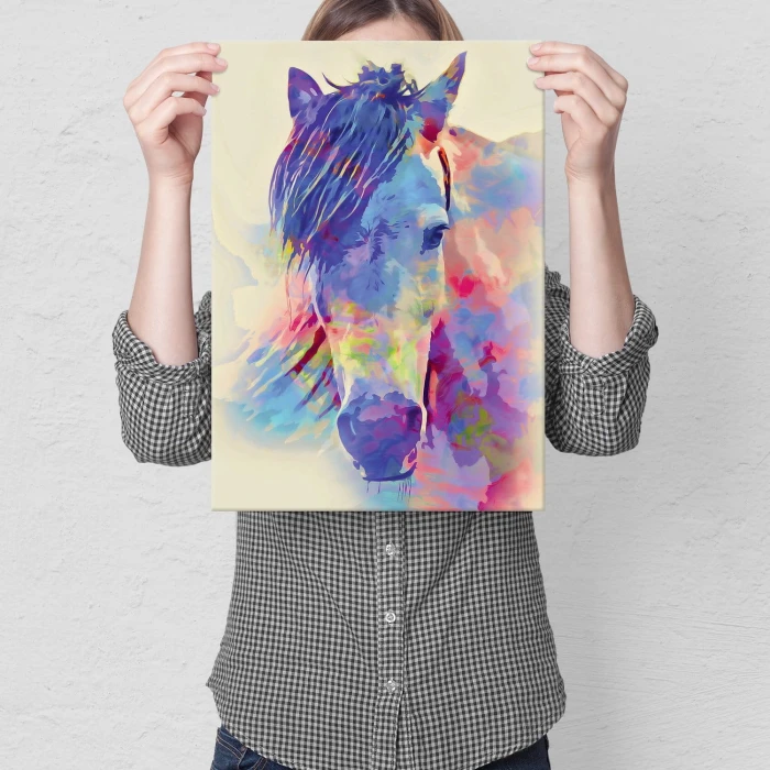 Plakat metalowy Kolorowy koń Prezent