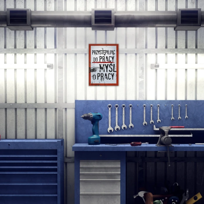 Plakat metalowy Myśl o pracy Prezent