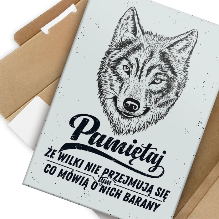Plakat metalowy Pamiętaj że wilki Prezent