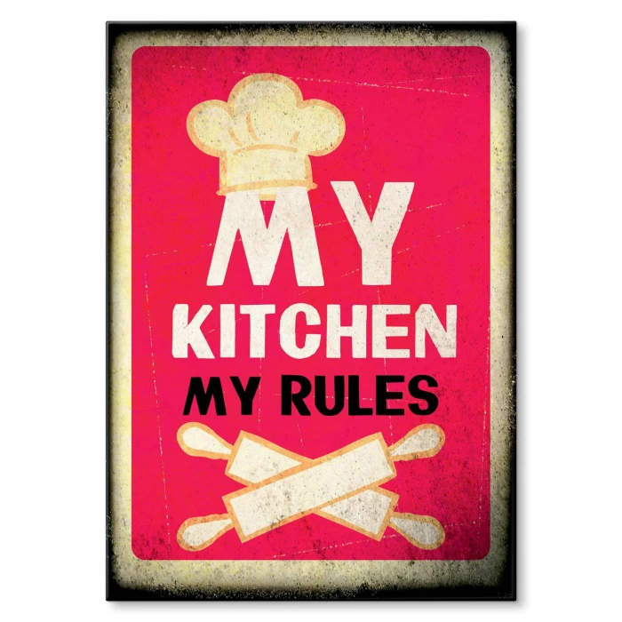 Plakat metalowy My kitchen my rules Prezent