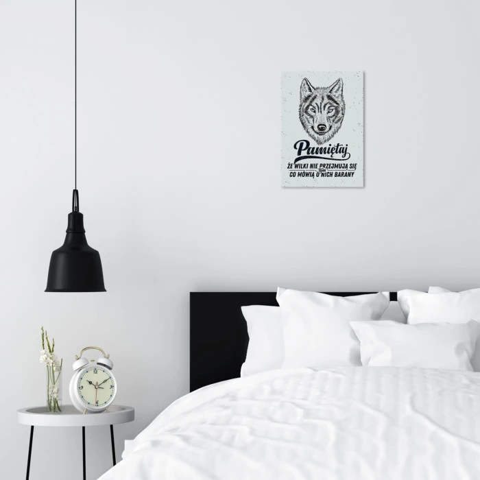 Plakat metalowy Pamiętaj że wilki Prezent