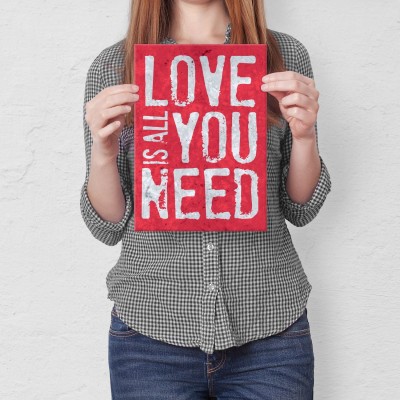 Plakat metalowy Love is all you need Prezent