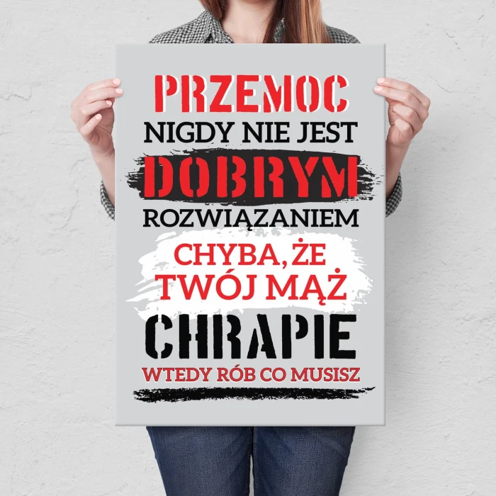 Plakat metalowy Chrapanie męża Prezent