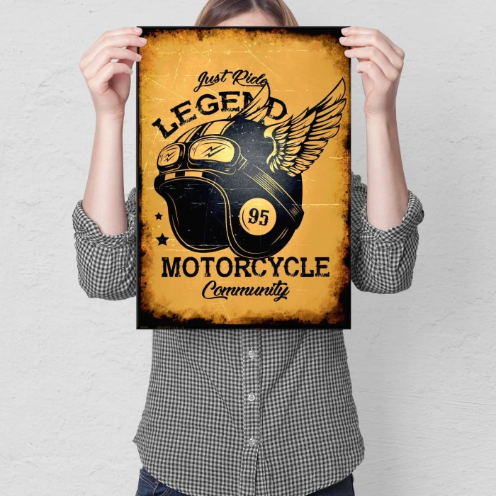Plakat metalowy Motorcycle Community Prezent