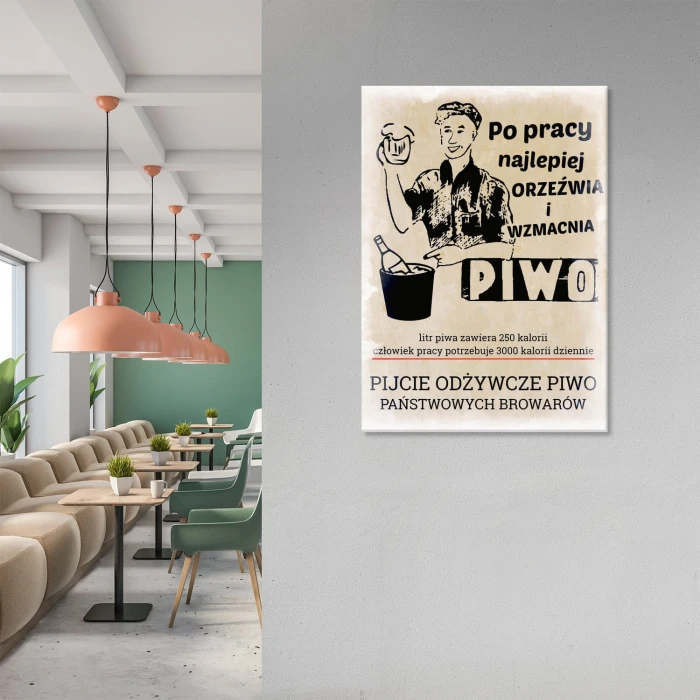 Plakat metalowy Pijcie piwo po pracy Prezent