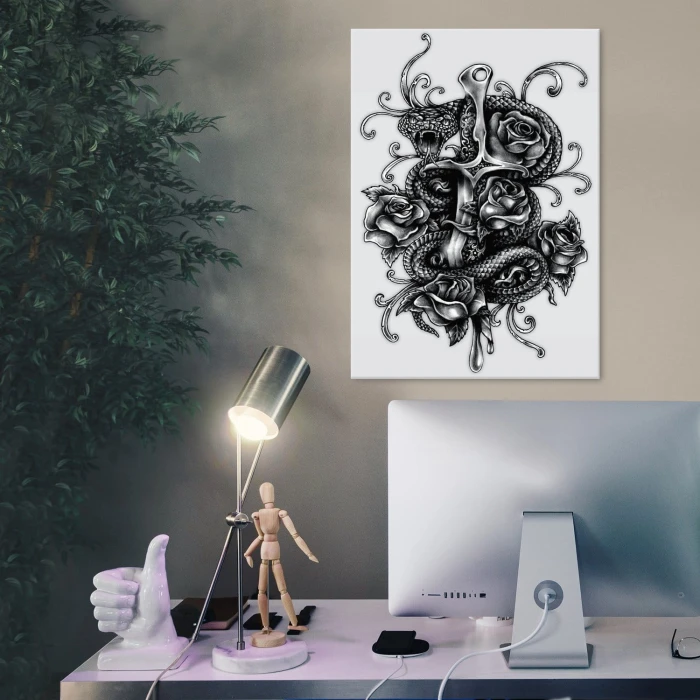 Plakat metalowy Tatuaż Wąż Prezent