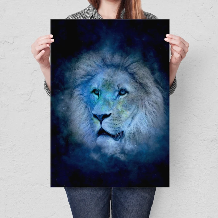 Plakat metalowy Niebieski lew Prezent