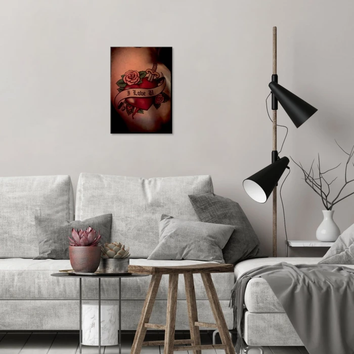 Plakat metalowy Kocham Cię tatuaż Prezent