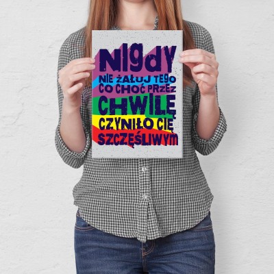 Plakat metalowy Nie żałuj Prezent
