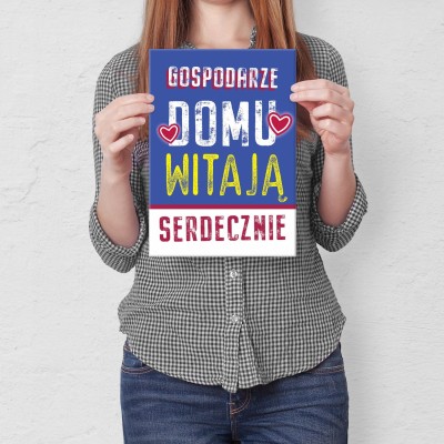 Plakat metalowy Witamy w domu Prezent