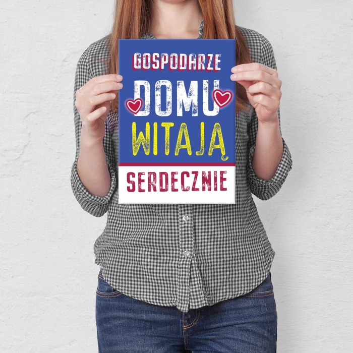 Plakat metalowy Witamy w domu Prezent
