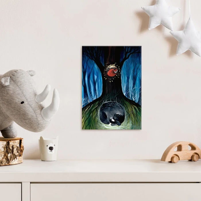 Plakat metalowy Miś i lis ilustracja Prezent