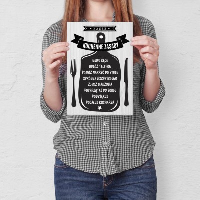 Plakat metalowy Kuchenne zasady Prezent