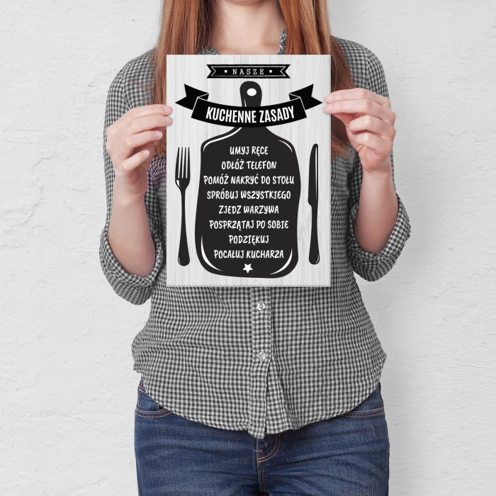 Plakat metalowy Kuchenne zasady Prezent