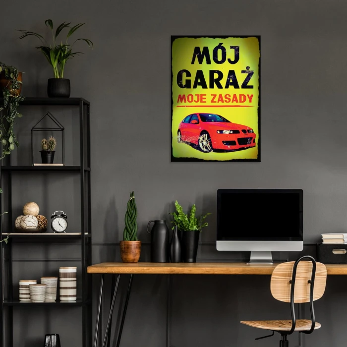 Plakat metalowy Mój garaż Seat Prezent