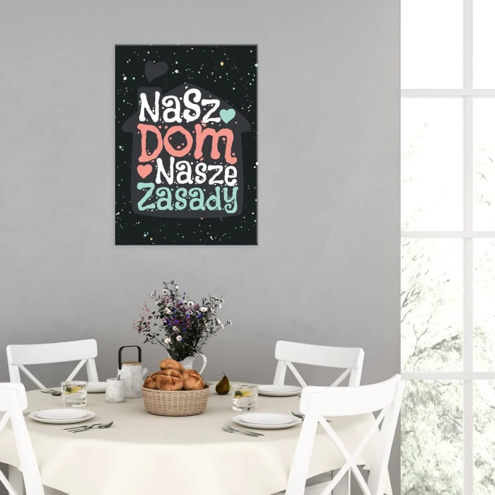 Plakat metalowy Nasz dom nasze zasady Prezent