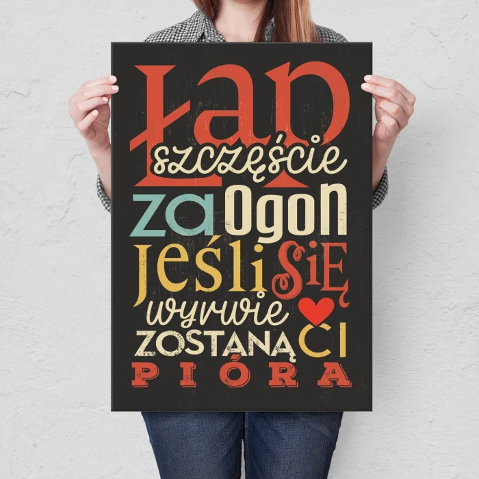 Plakat metalowy Łap szczęście Prezent