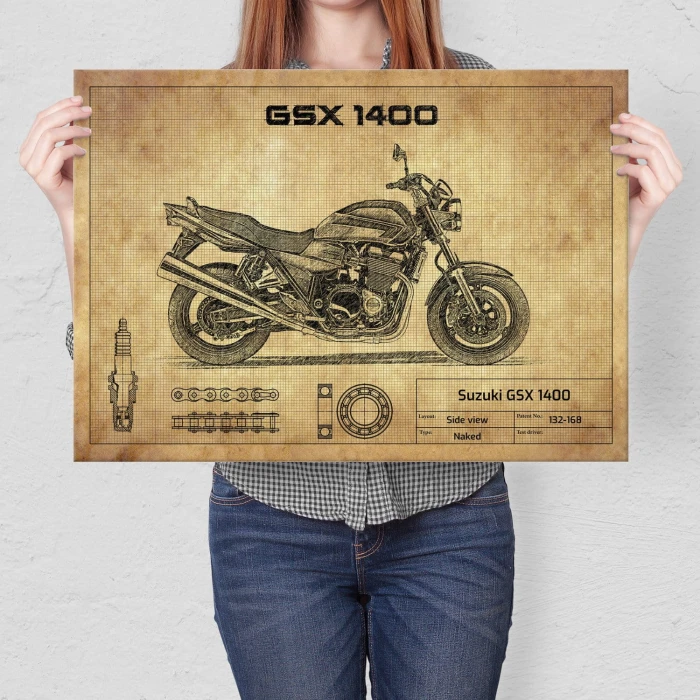 Plakat metalowy Suzuki GSX 1400 Prezent