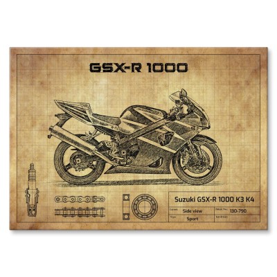 Plakat metalowy Suzuki GSX-R 1000 K3 K4 Prezent