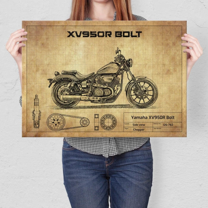 Plakat metalowy Yamaha XV950R Bolt Prezent
