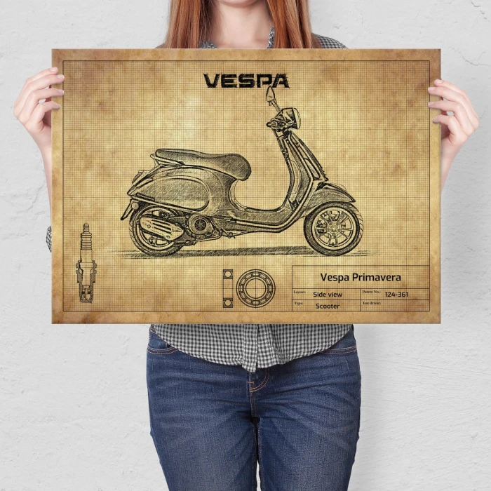 Plakat metalowy Vespa Primavera Prezent