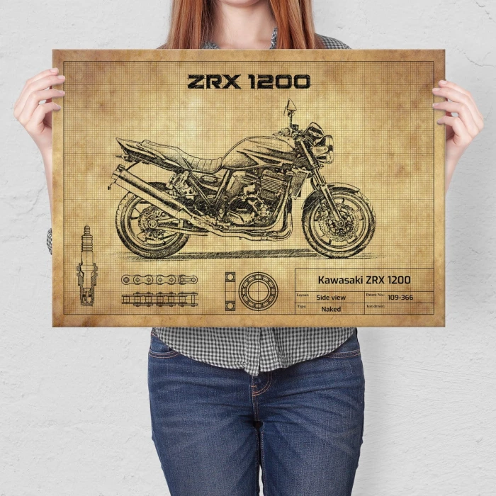 Plakat metalowy Kawasaki ZRX 1200 Prezent