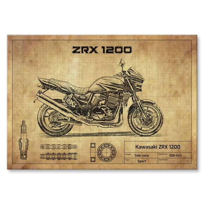 Plakat metalowy Kawasaki ZRX 1200 Prezent