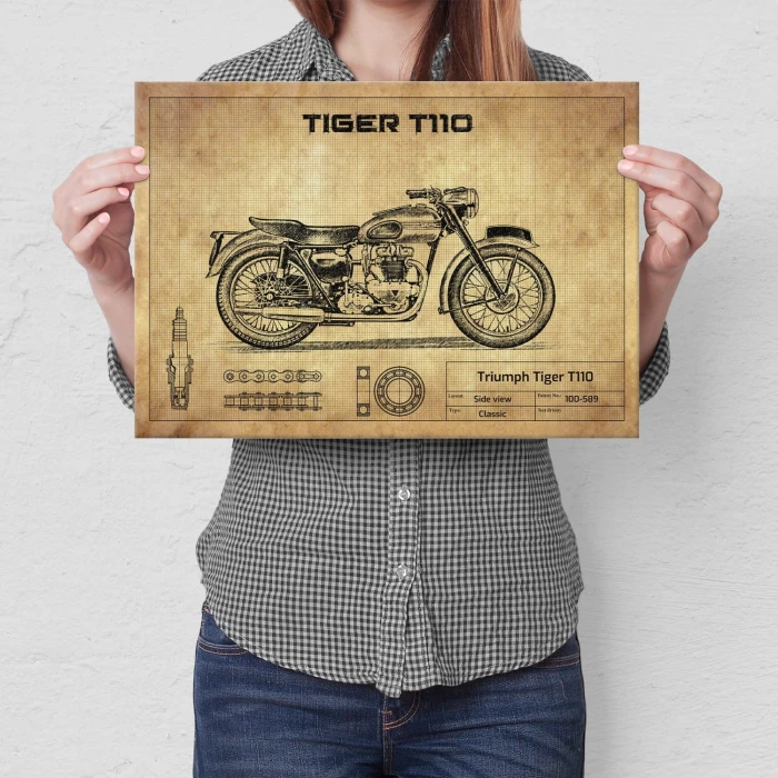 Plakat metalowy Triumph Tiger T110 Prezent