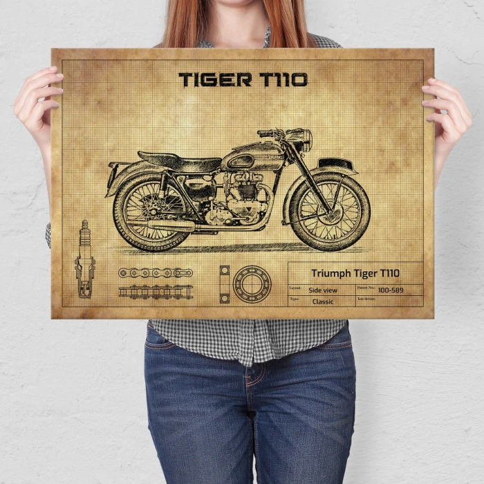 Plakat metalowy Triumph Tiger T110 Prezent