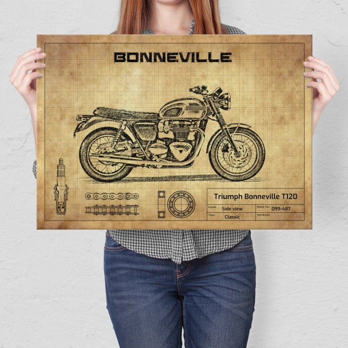 Plakat metalowy Triumph Bonneville T120 Prezent