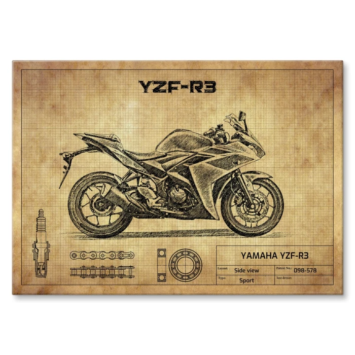 Plakat metalowy YAMAHA YZF-R3 Prezent