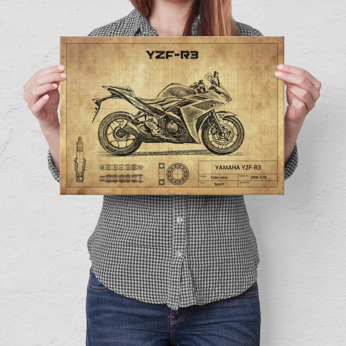 Plakat metalowy YAMAHA YZF-R3 Prezent