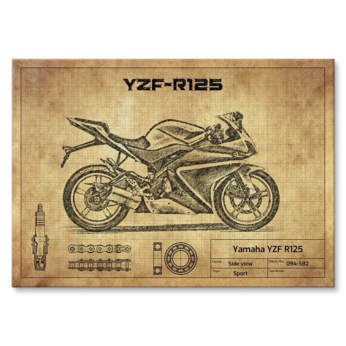 Plakat metalowy Yamaha YZF R125 Prezent