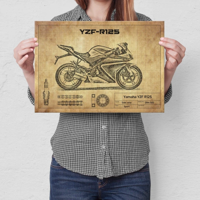 Plakat metalowy Yamaha YZF R125 Prezent