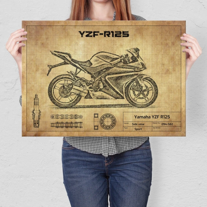 Plakat metalowy Yamaha YZF R125 Prezent