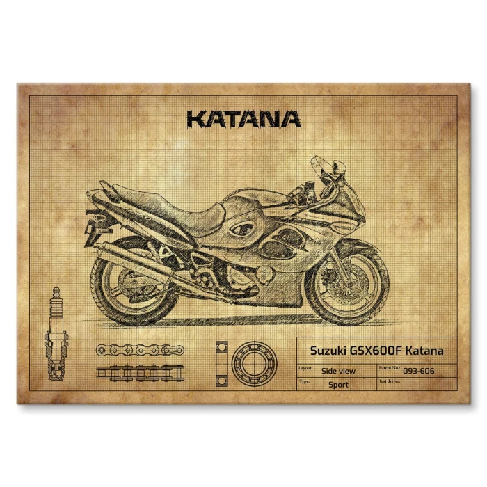 Plakat metalowy Suzuki GSX600F Katana Prezent