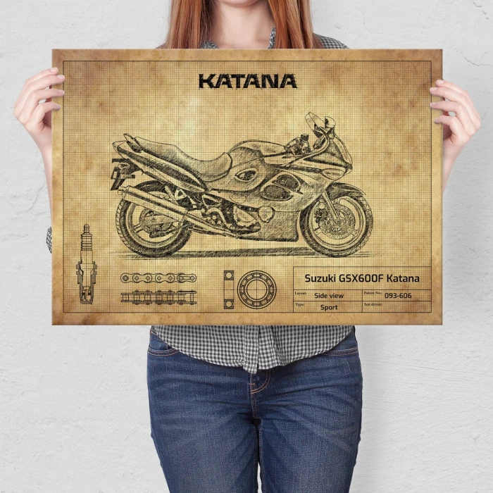 Plakat metalowy Suzuki GSX600F Katana Prezent