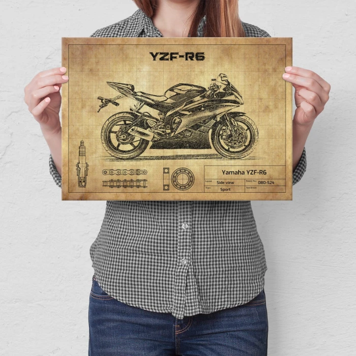 Plakat metalowy Yamaha YZF-R6  Prezent