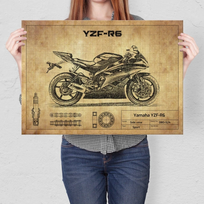 Plakat metalowy Yamaha YZF-R6  Prezent