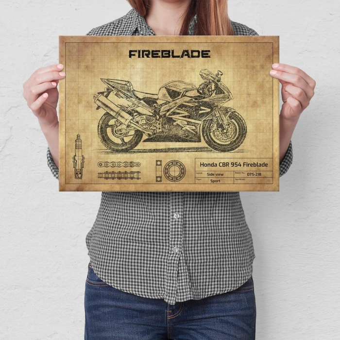 Plakat metalowy Honda CBR 954 Fireblade Prezent