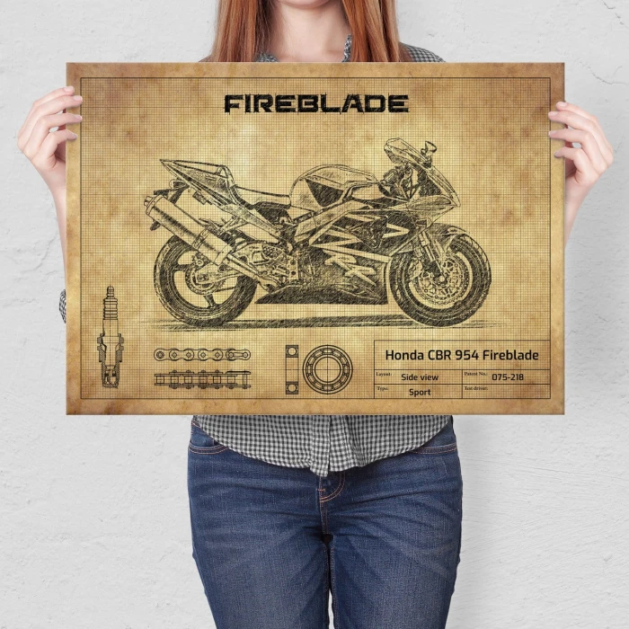 Plakat metalowy Honda CBR 954 Fireblade Prezent