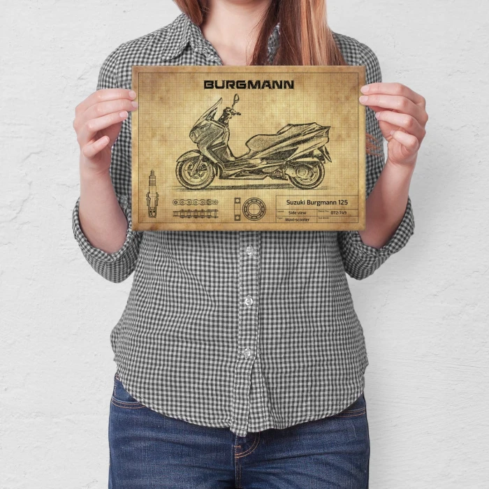 Plakat metalowy Suzuki Burgmann 125 Prezent