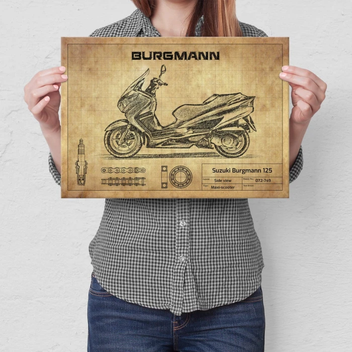 Plakat metalowy Suzuki Burgmann 125 Prezent