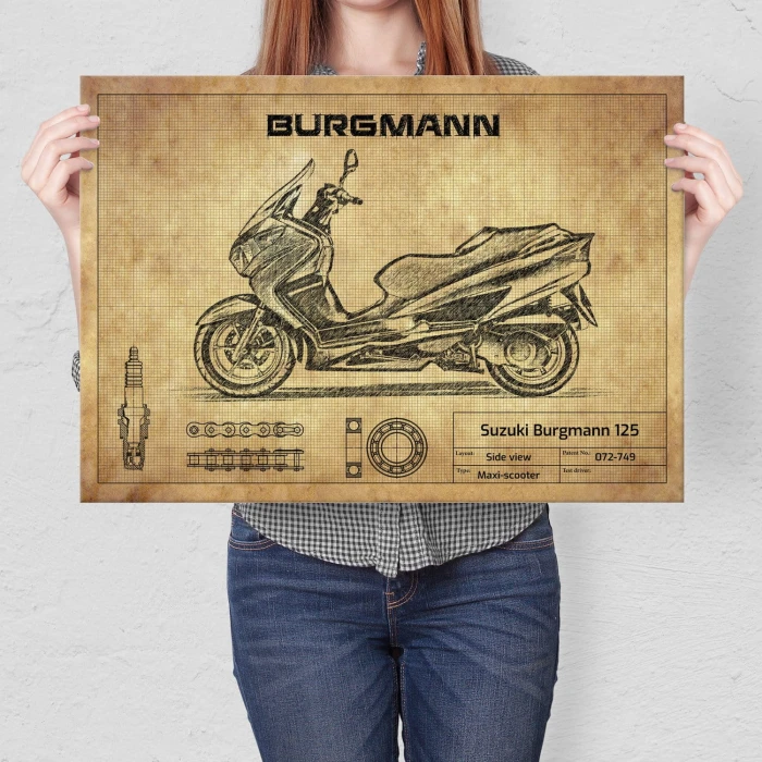 Plakat metalowy Suzuki Burgmann 125 Prezent